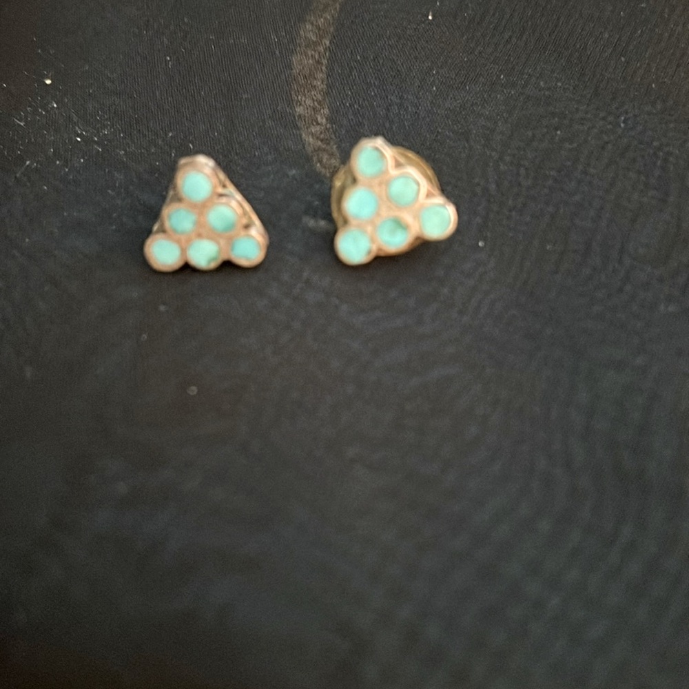 Turquoise and silver earrings for pierced ears. Vintage -from SW